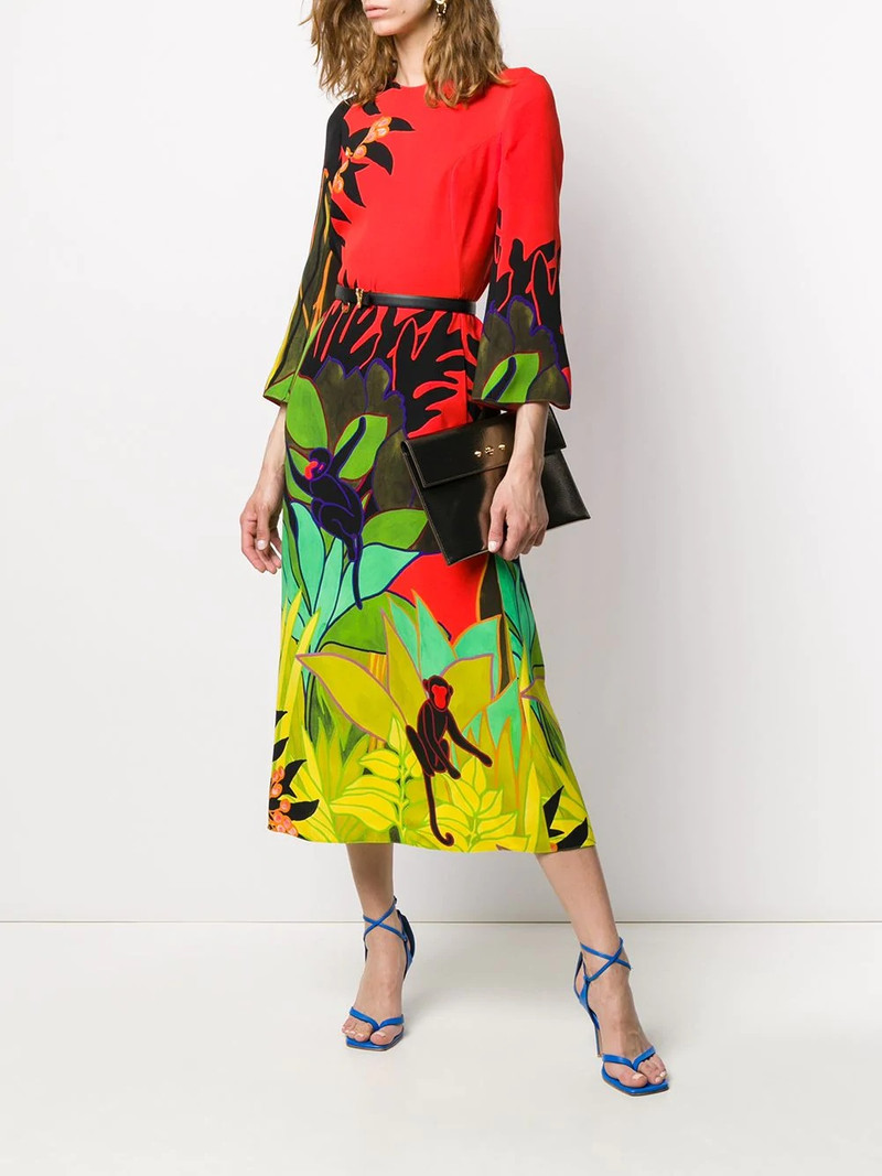 Valentino Monkey Forest print midi dress outlook