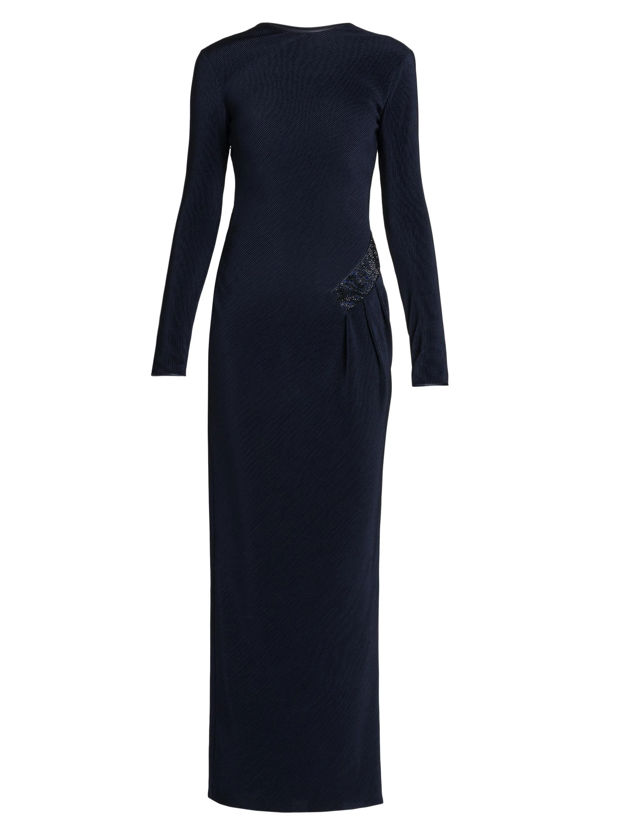 Women's Embellished Hip Jersey Gown - Navy - 1