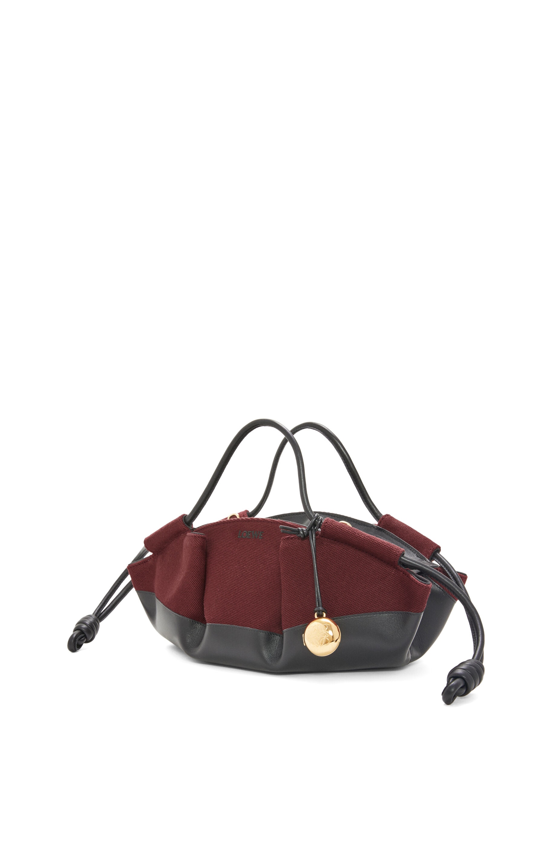 Small Paseo bag in shiny nappa calfskin and canvas - 2