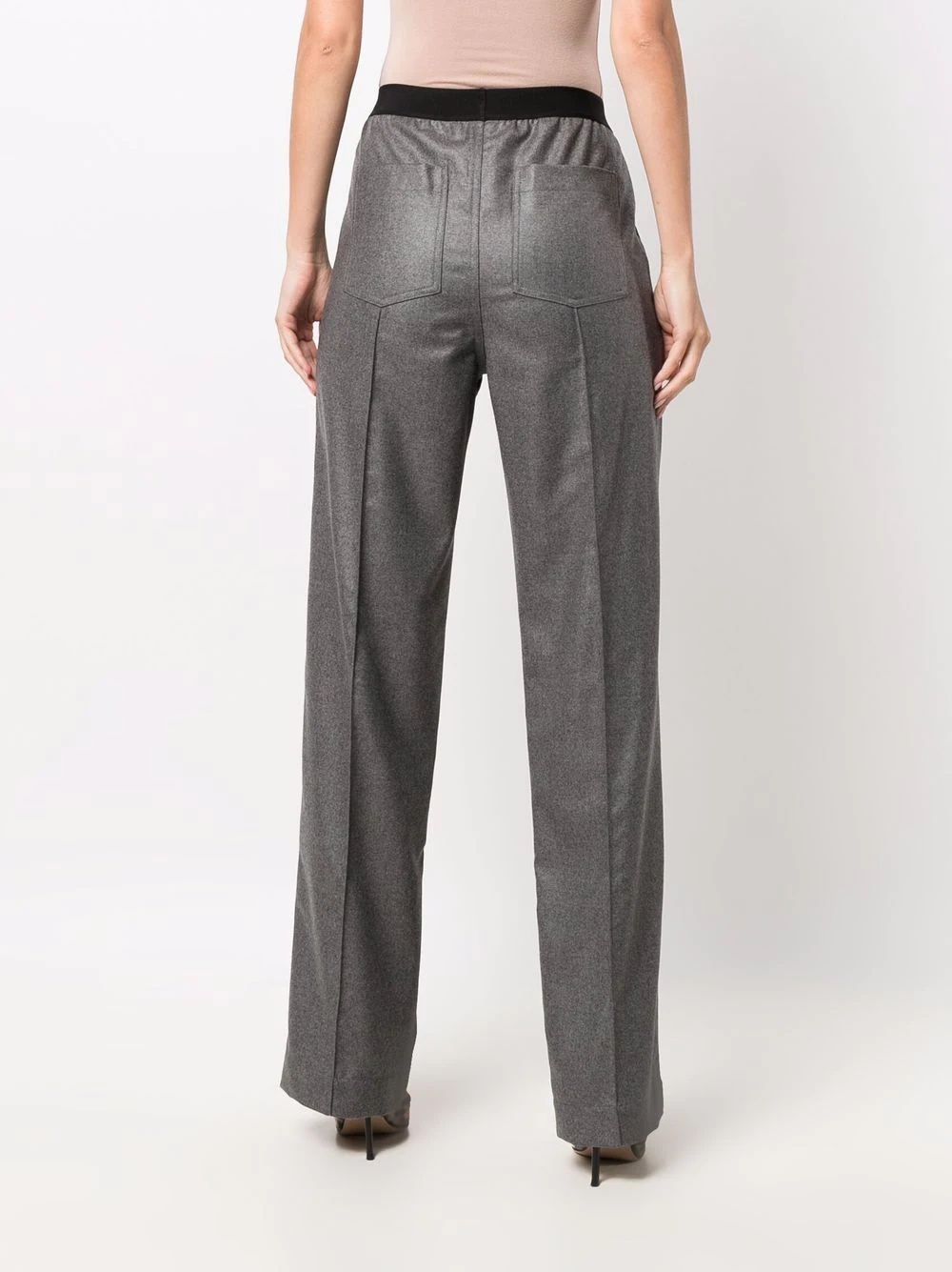 logo-waistband straight trousers - 4