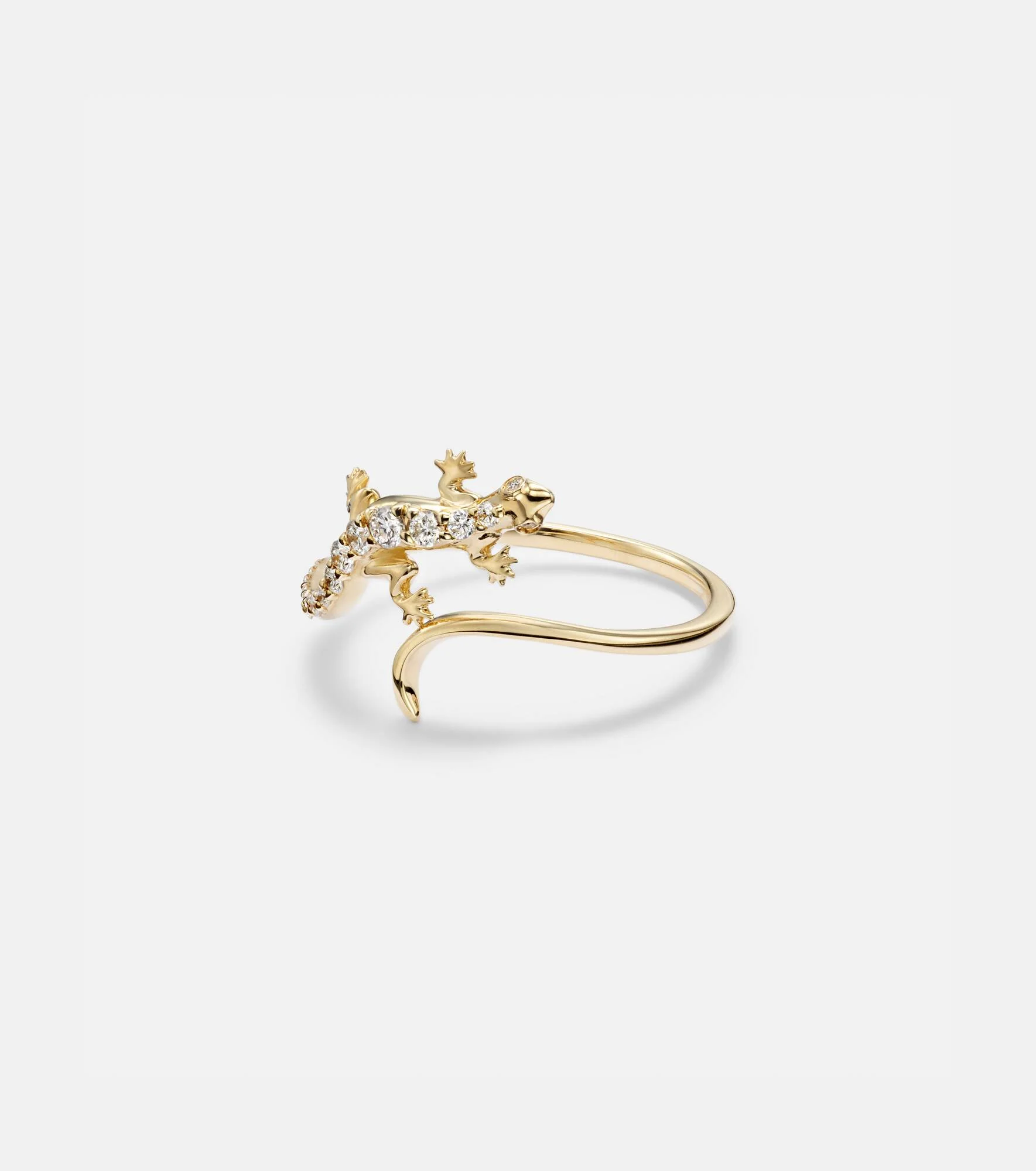 Lizard 14kt gold ring with diamonds - 1