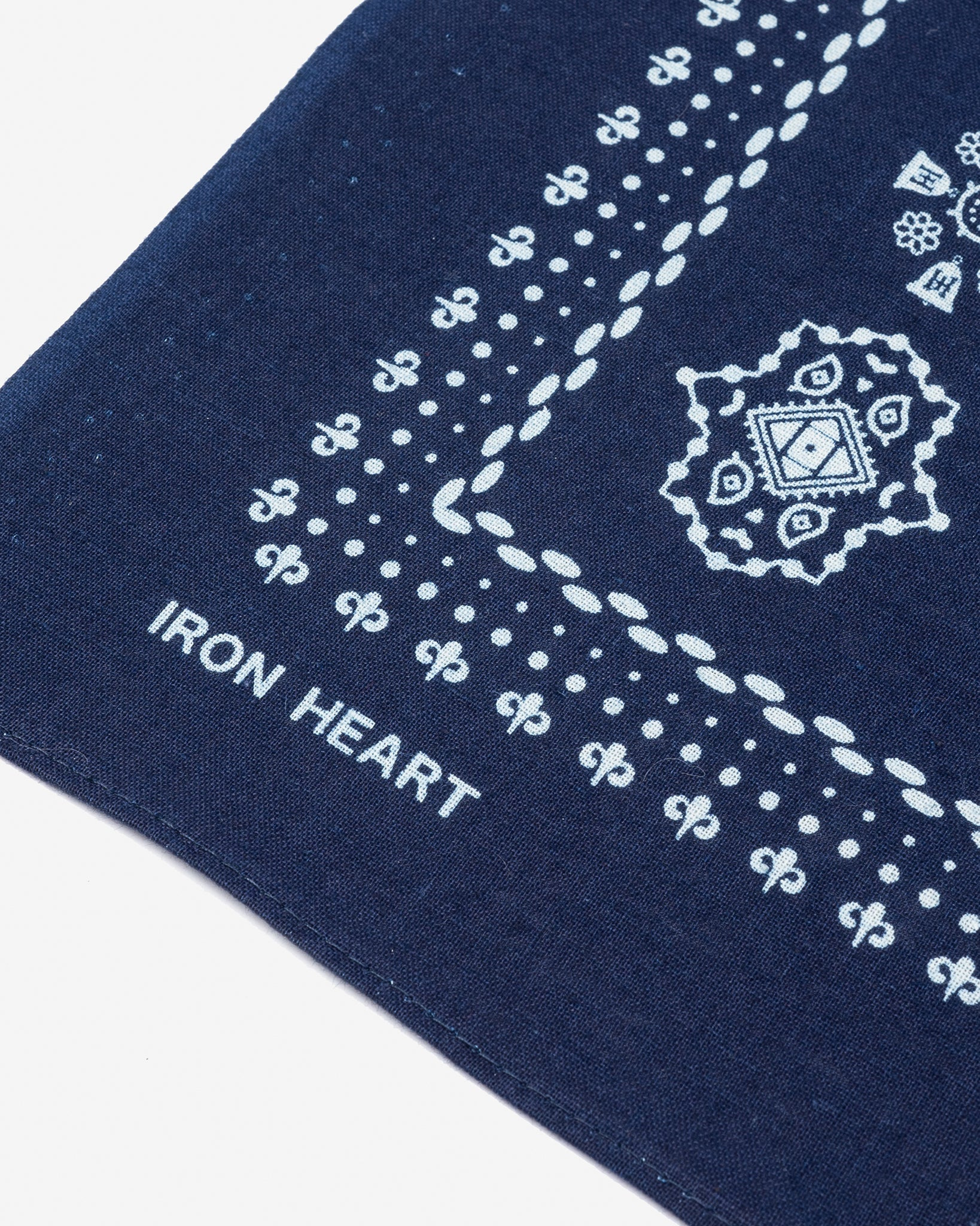 IHG-052-IND Iron Heart “Bell” Print Bandana - Indigo - 4
