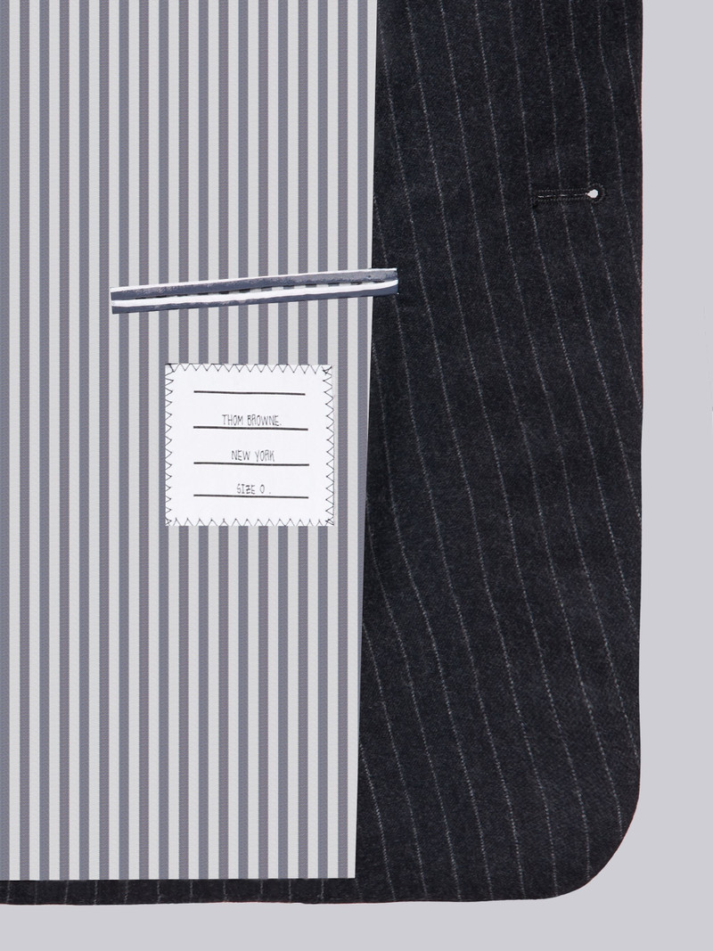 Dark Grey 120s Wool Flannel Narrow Chalk Stripe Classic Suit 6