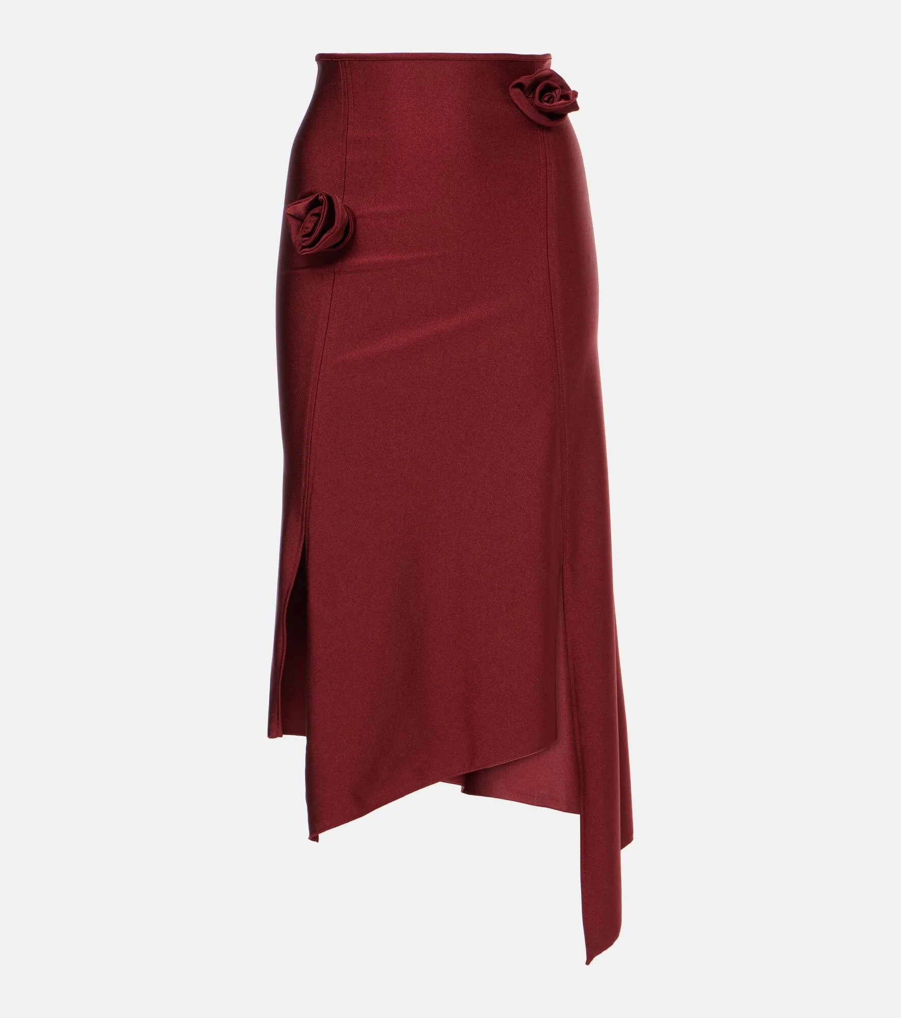 Floral-appliqué asymmetric midi skirt - 1