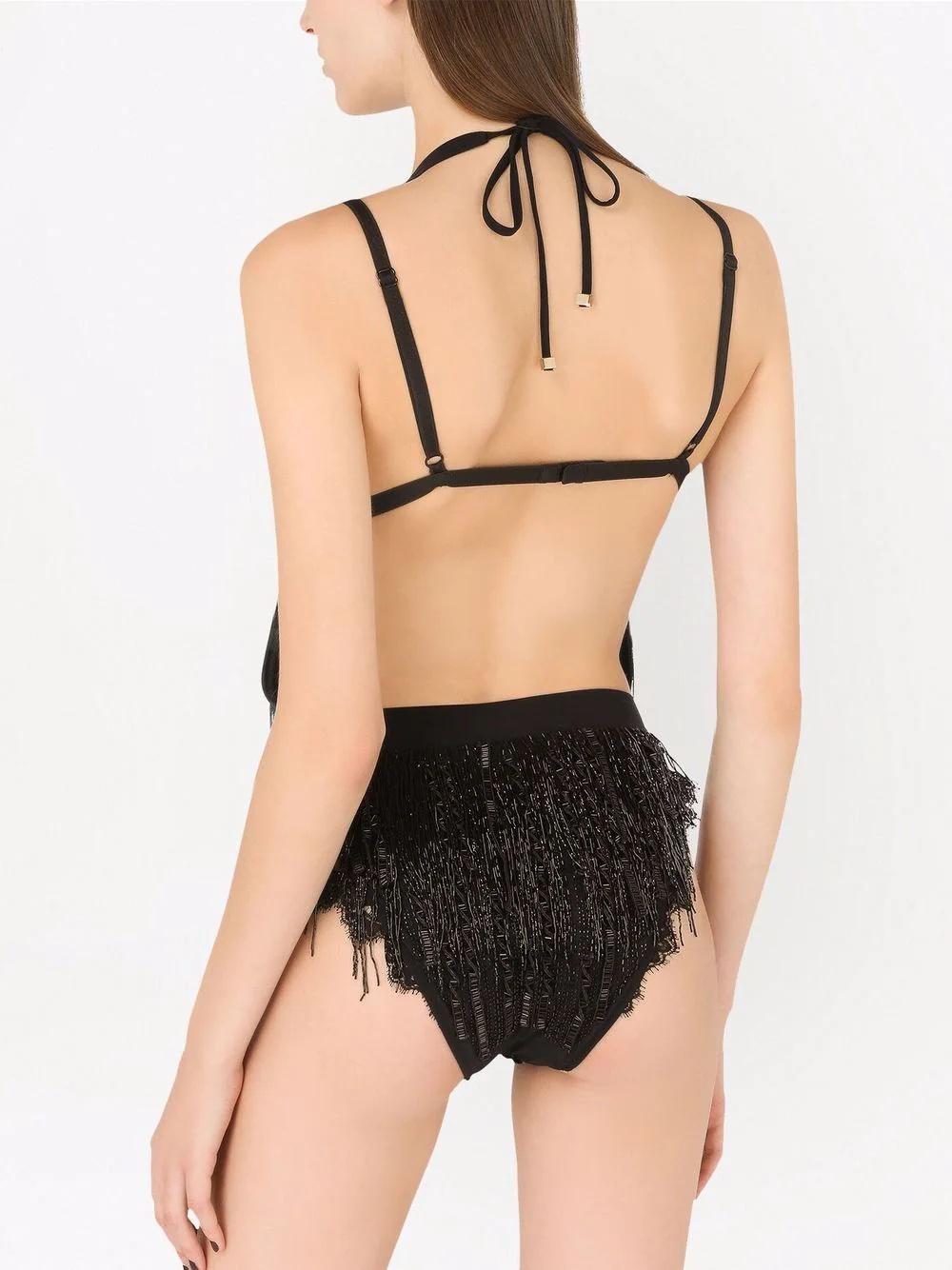 plunging V-neck logo-plaque swimsuit - 4