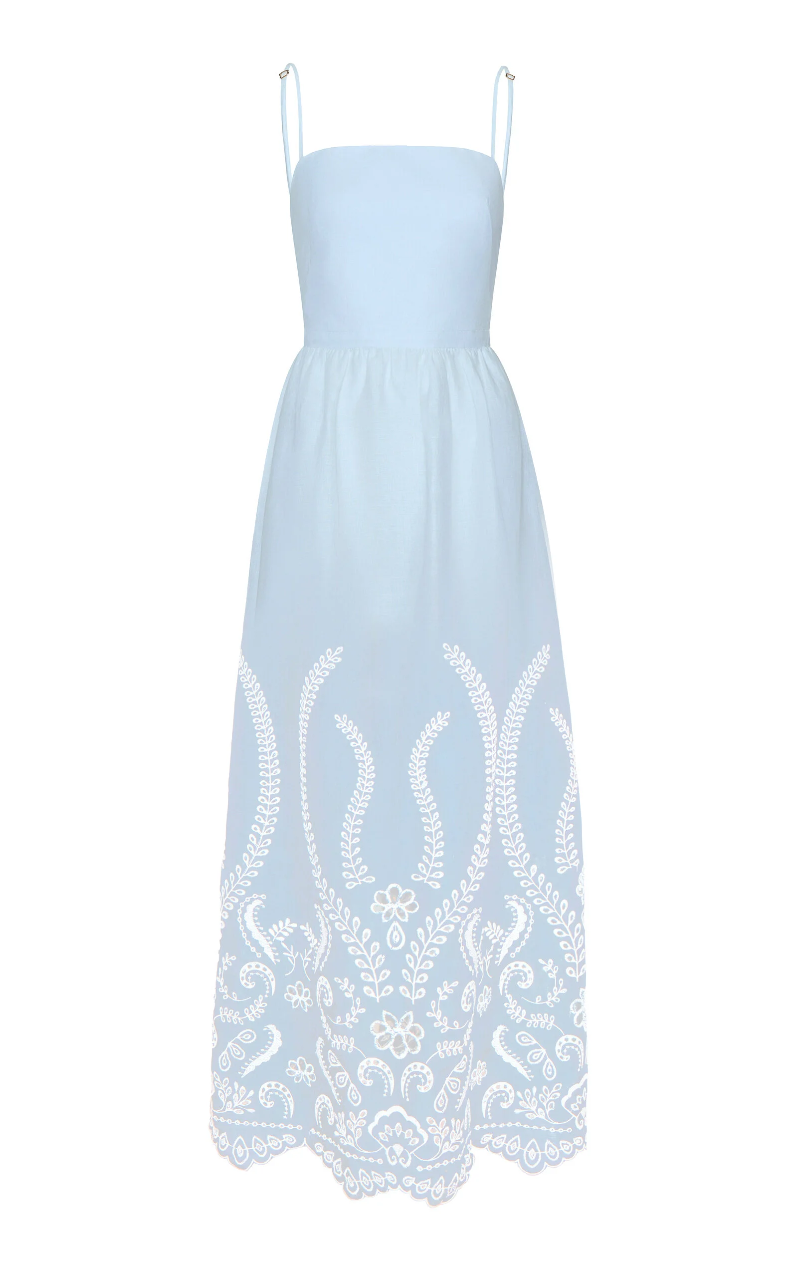 Exclusive Y tu Voz Embroidered Linen Maxi Dress light blue - 1