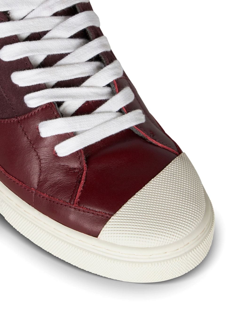 panelled leather sneakers - 3