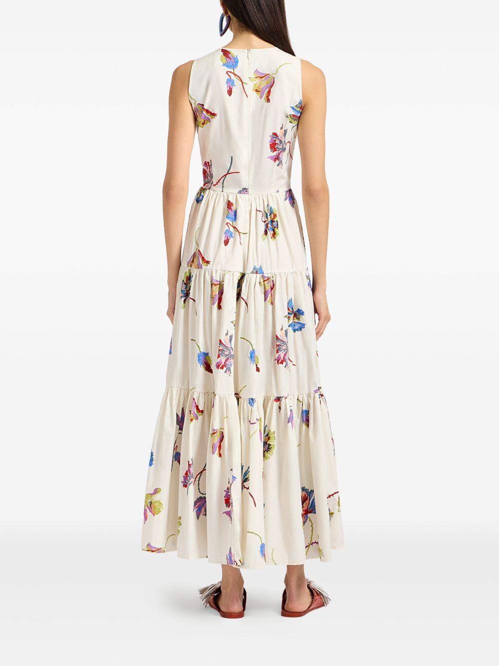 Big sleeveless tiered floral dress - 3