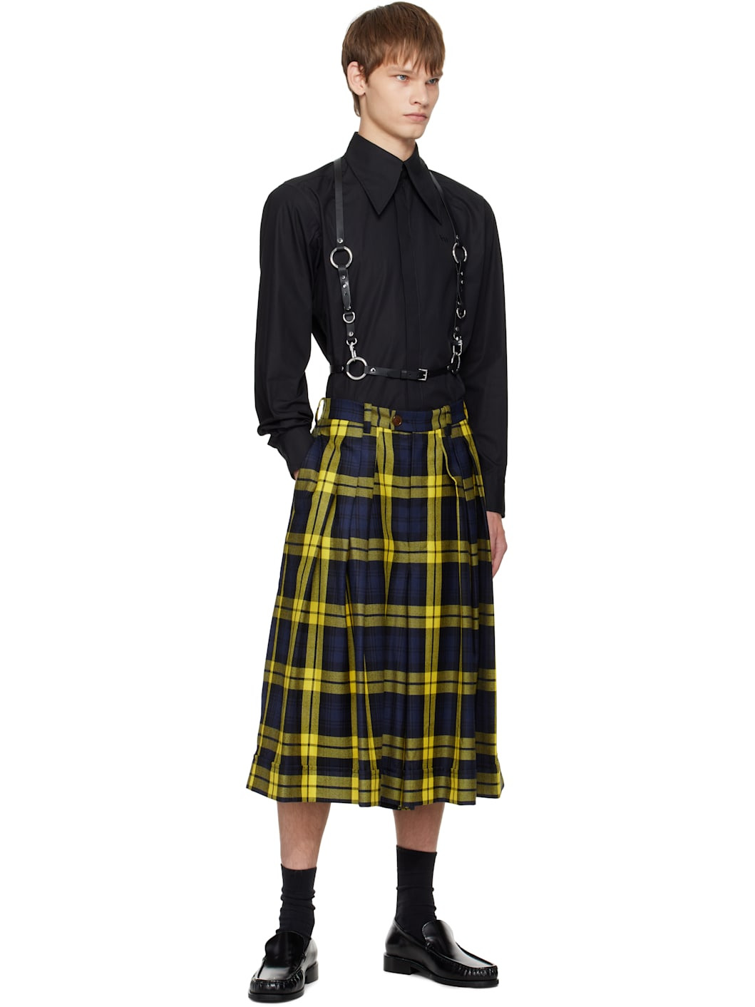 Yellow & Navy Culottes Shorts - 4
