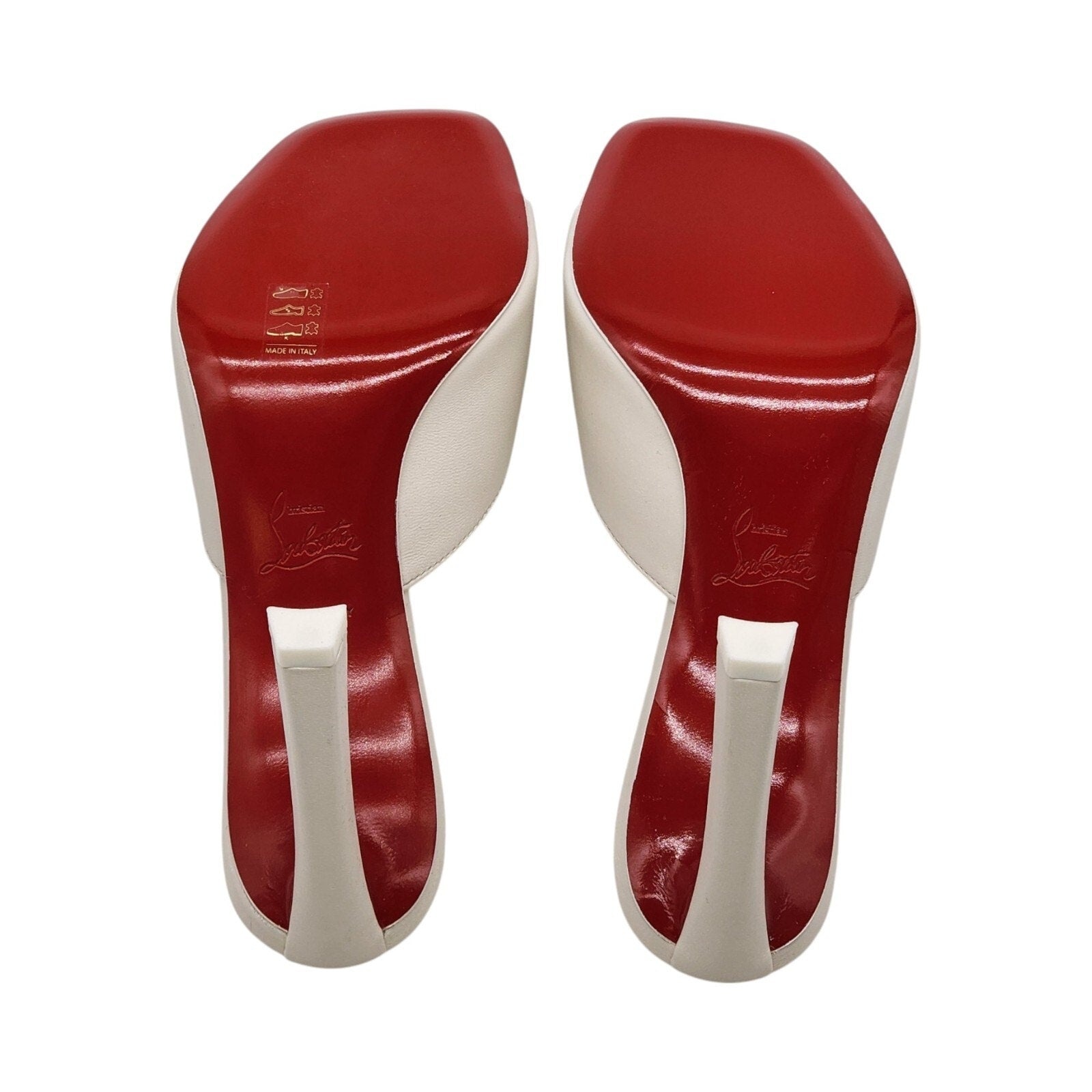 Christian Louboutin Condora 85mm Leather Heeled Sandals Mules White - 15