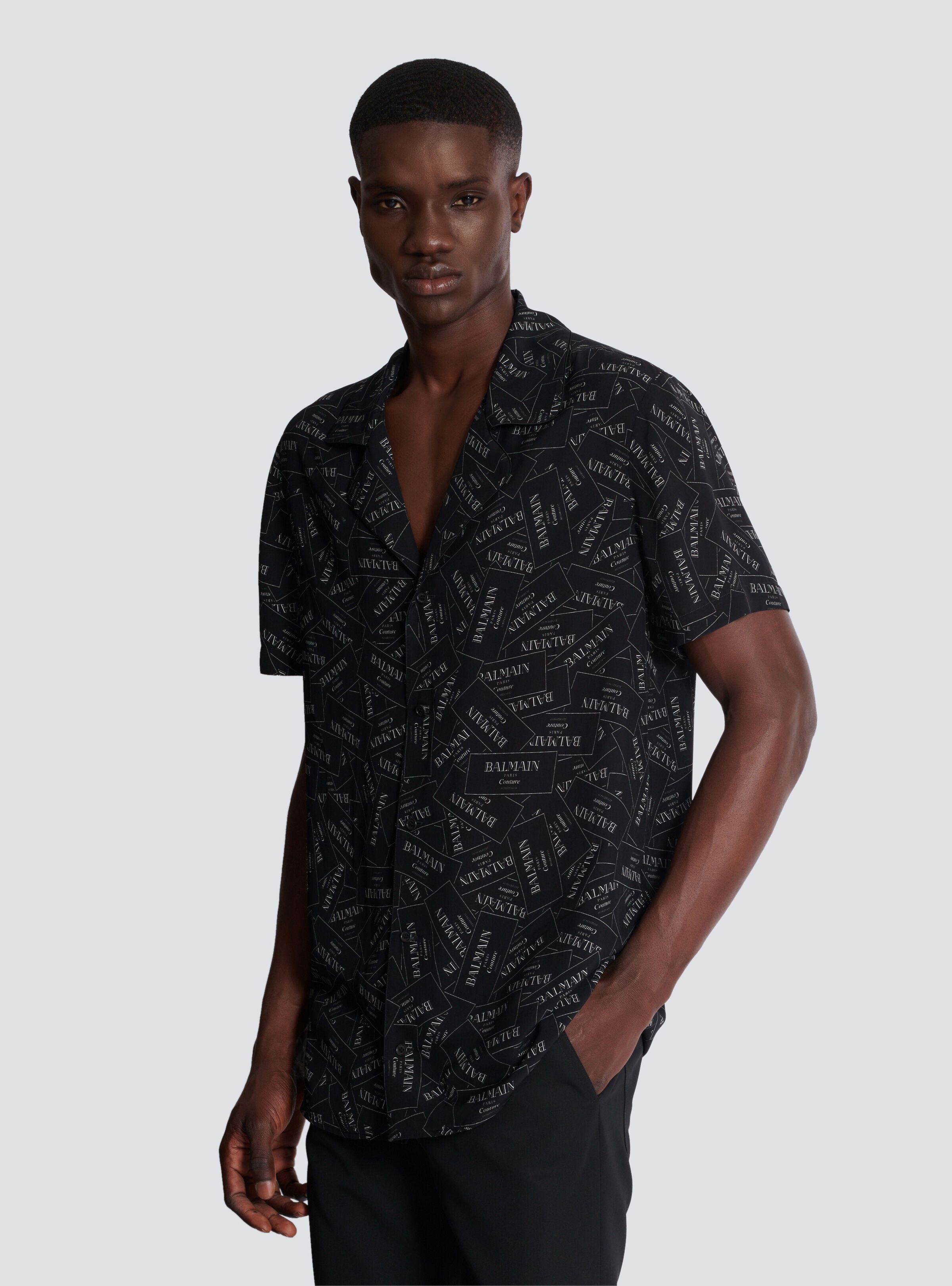 Pyjama shirt with all-over Balmain label print - 6