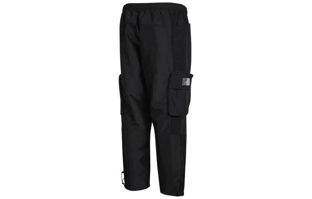 Men's adidas Solid Color Pocket Logo Printing Straight Lacing Sports Pants/Trousers/Joggers Black HT - 2