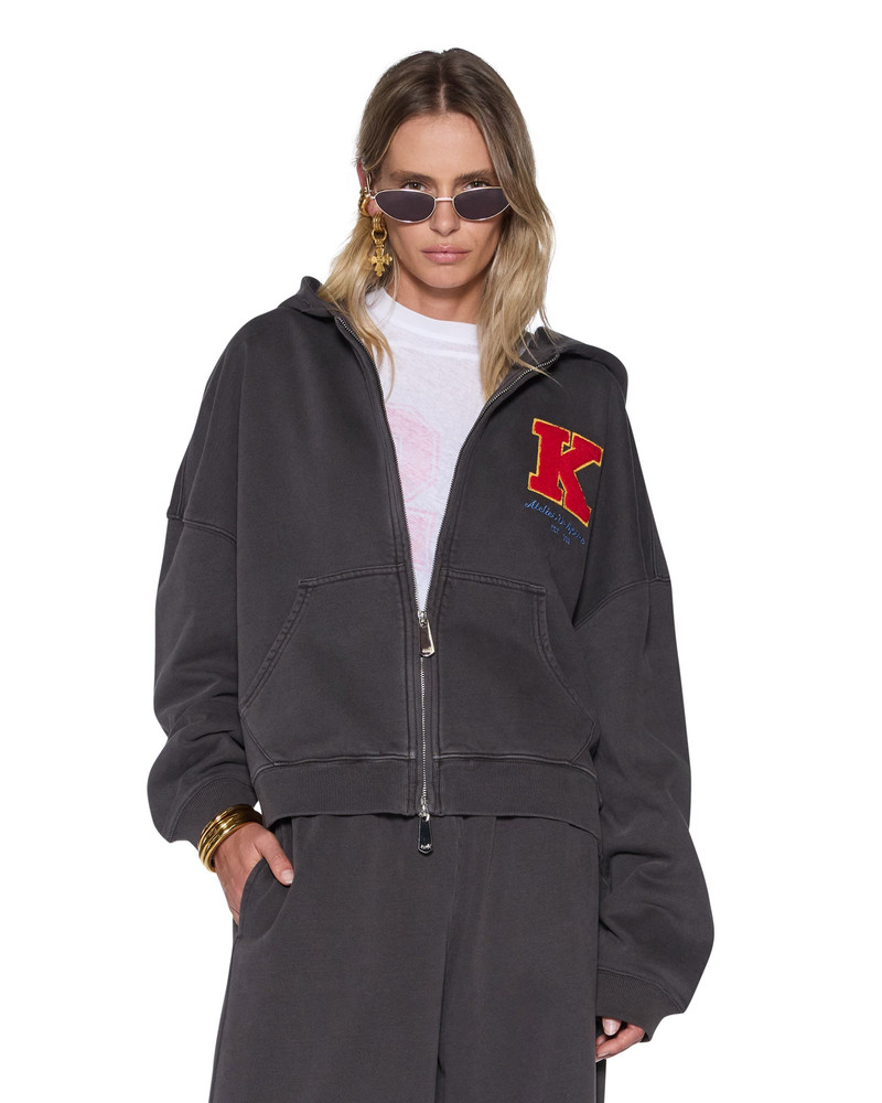 CAMPUS HOODIE WASHED BLACK - 1