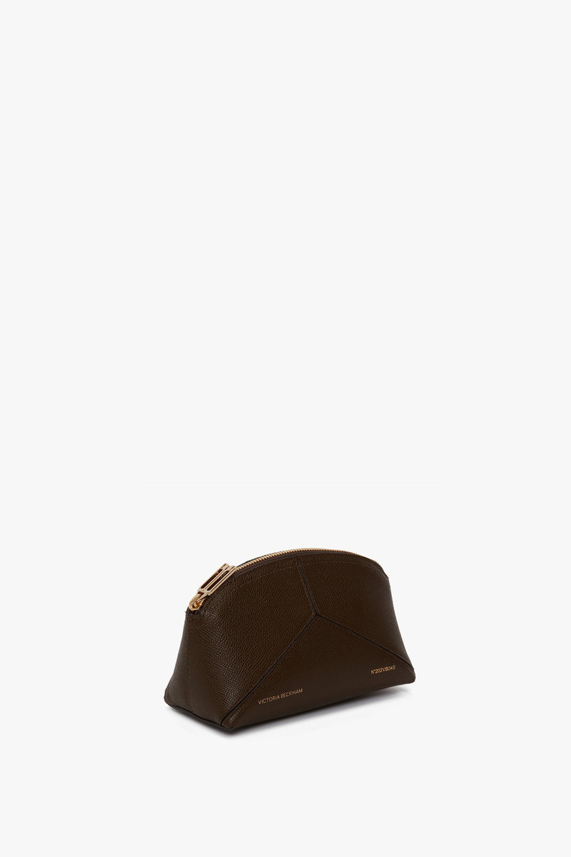 Exclusive Victoria Mini Wash Bag In Khaki Leather 7