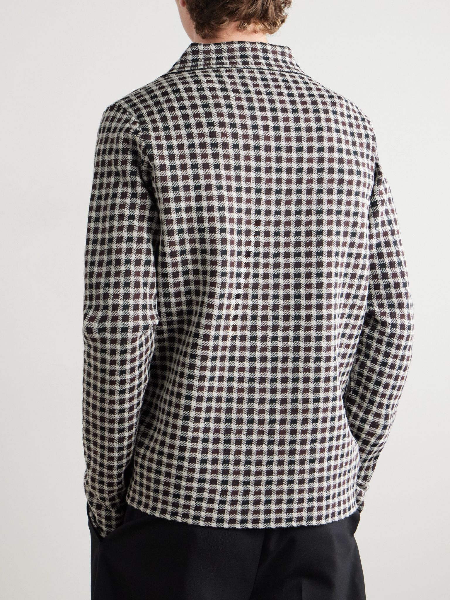 Checked Woven Overshirt Dark gray - 3