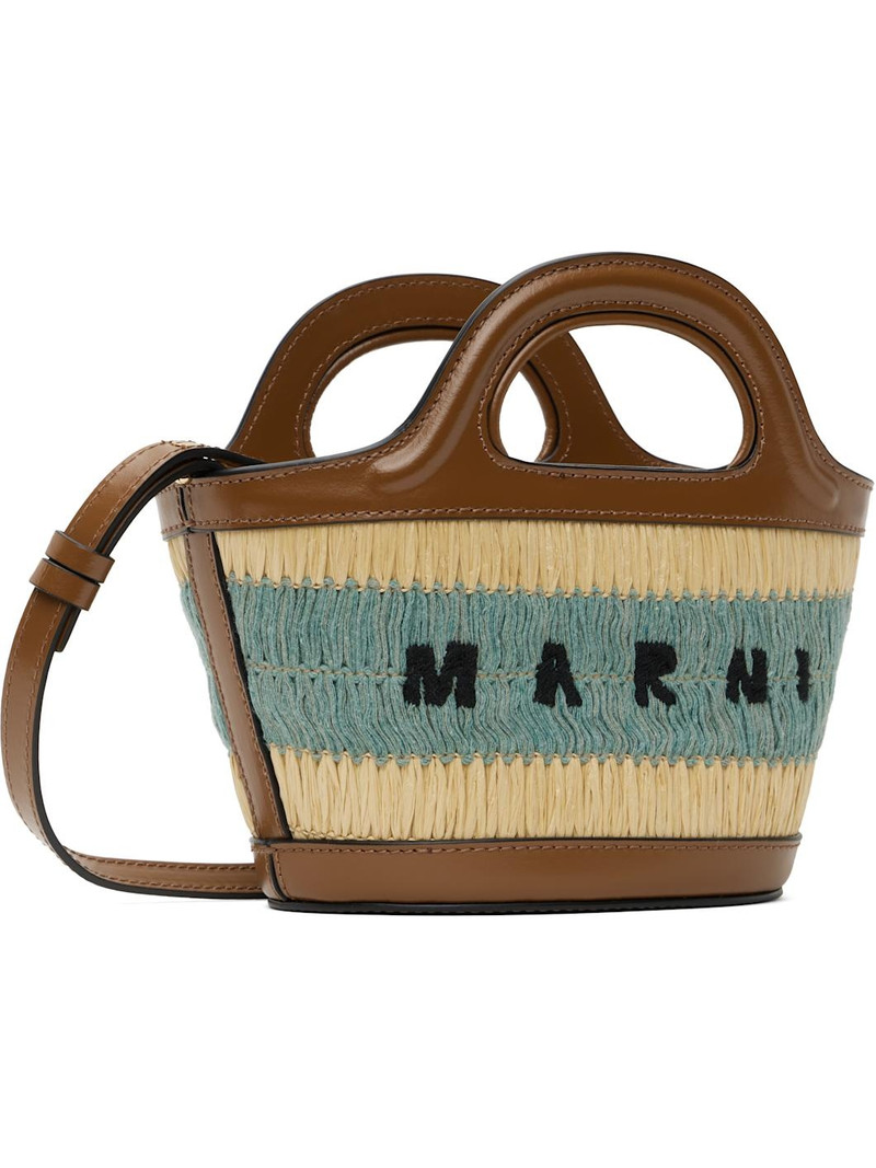 Marni Tan & Blue Raffia-Effect Tropicalia Micro Tote outlook