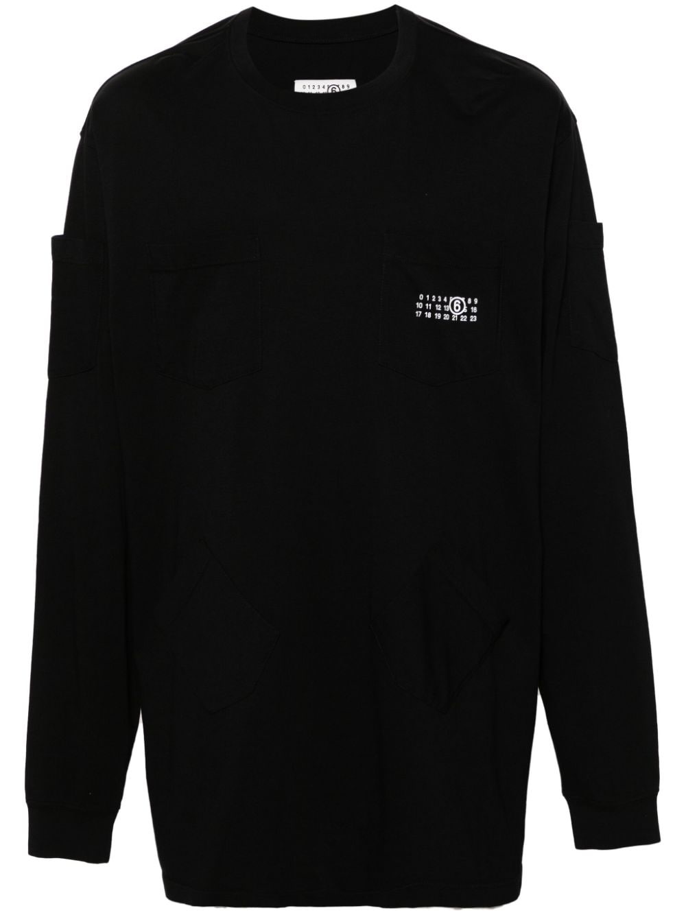 Numbers-motif cotton T-shirt - 1