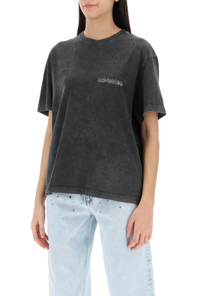 Alessandra Rich Oversized T-shirt with print and rhinestones outlook