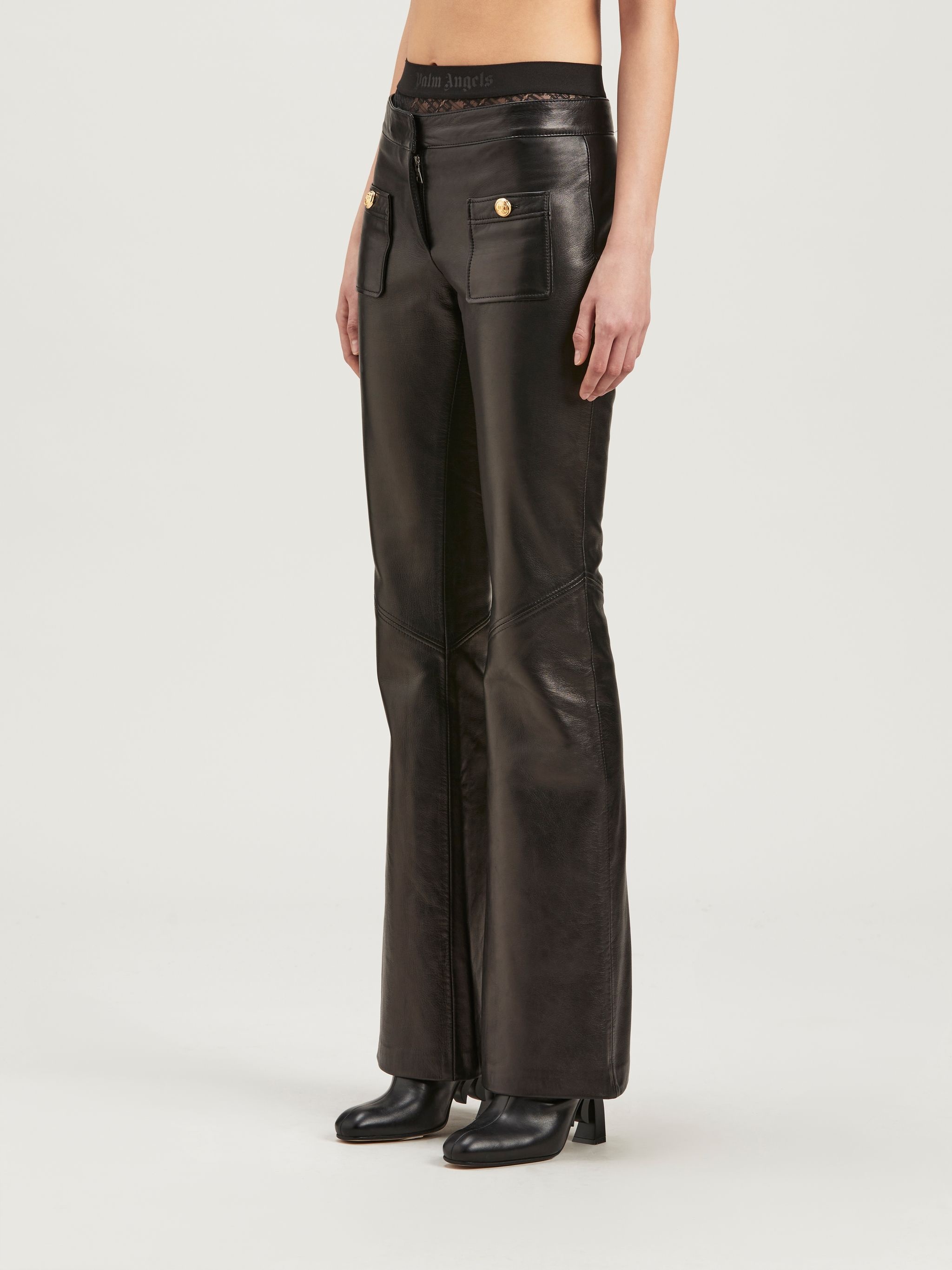 Flare Leather Pants - 4