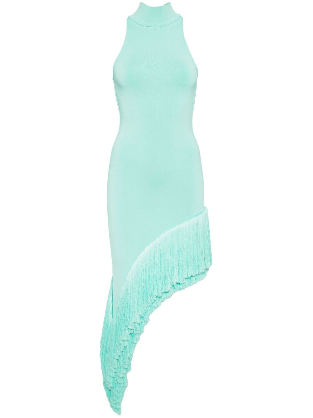 fringed asymmetric midi dress - 1