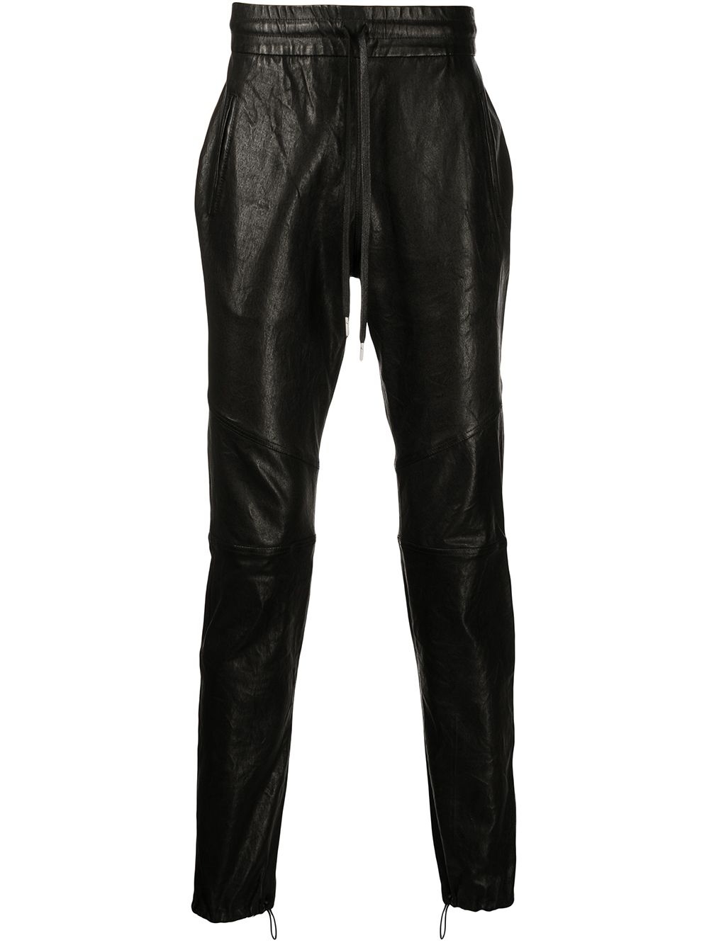 drawstring leather trousers - 1