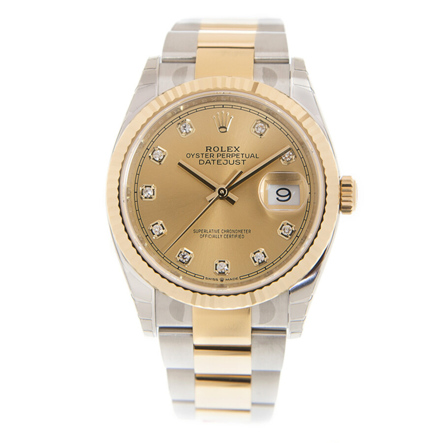 Rolex Datejust 36 Champagne Diamond Dial Men's Steel and 18kt Yellow Gold Oyster Watch 126233CDO - 3