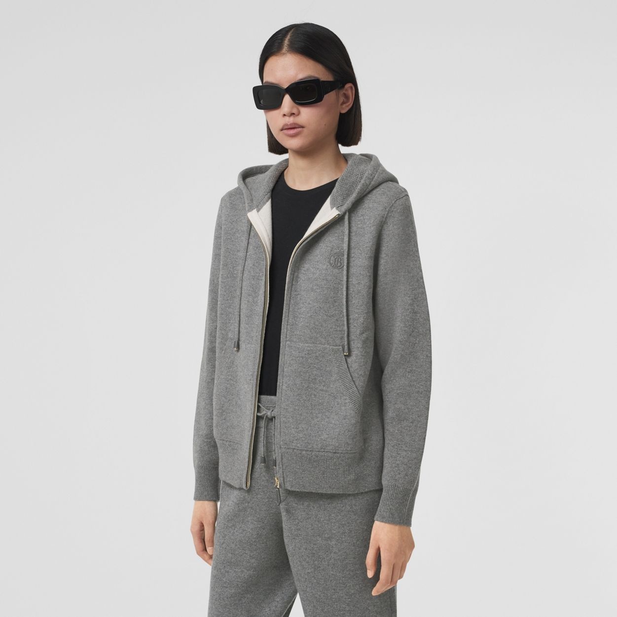 Monogram Motif Cashmere Blend Hooded Top - 5
