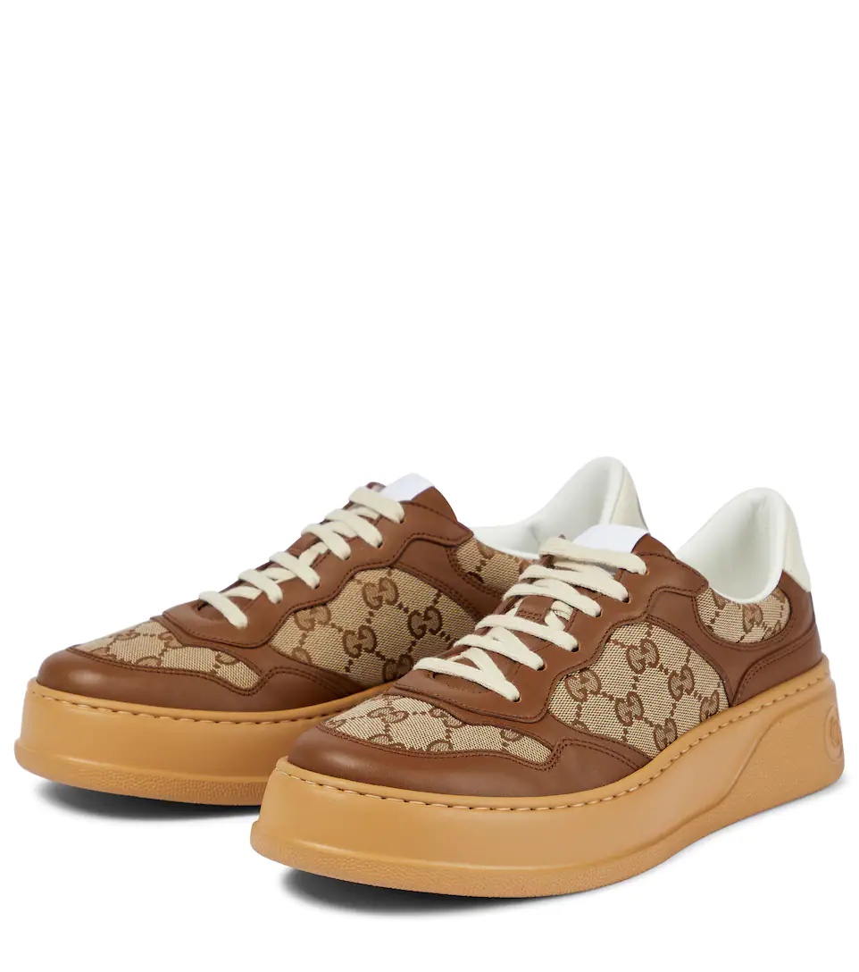 GG Canvas leather-trimmed sneakers - 5