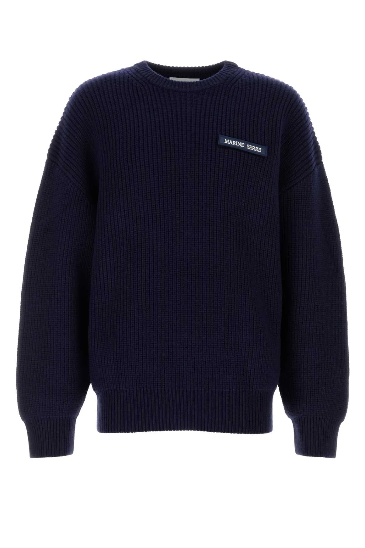 Marine Serre Men Navy Blue Wool Sweater - 1