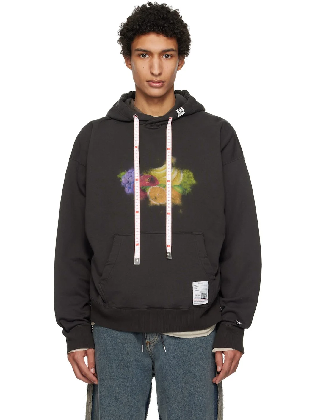 Black Fruit Printed Hoodie - 1