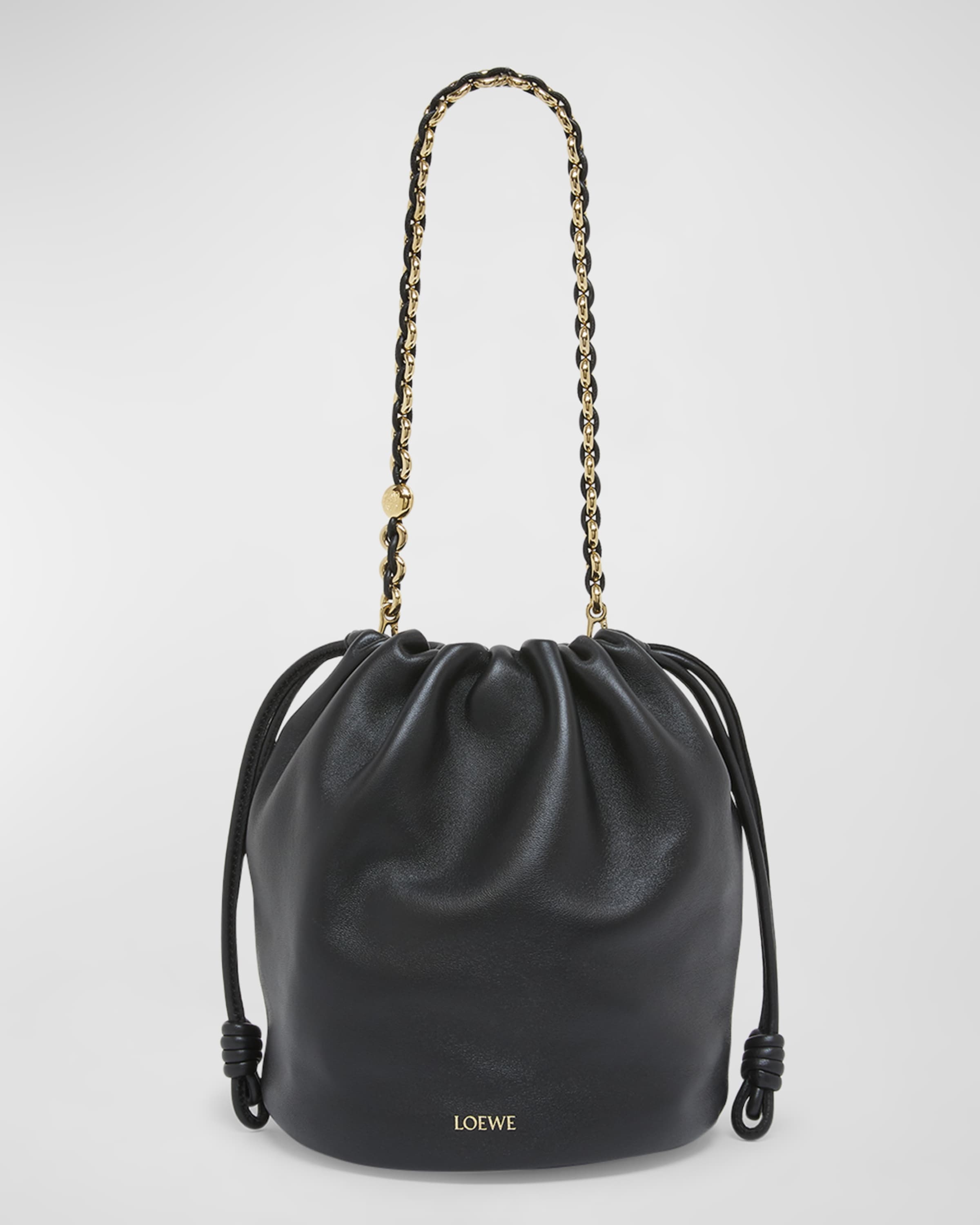 x Paula’s Ibiza Flamenco Bucket Bag in Napa Leather with Chain - 1