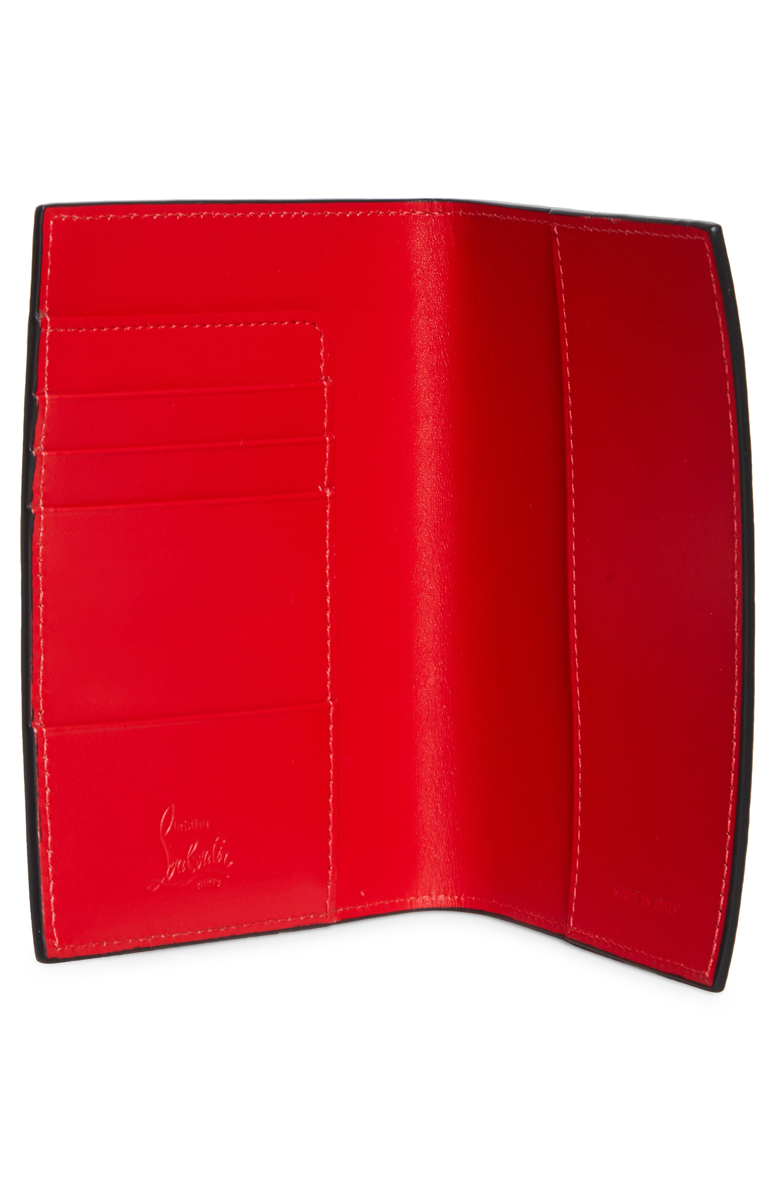 Christian Louboutin Funky Studded Leather Passport Holder in Black/Gun Metal at Nordstrom - 2