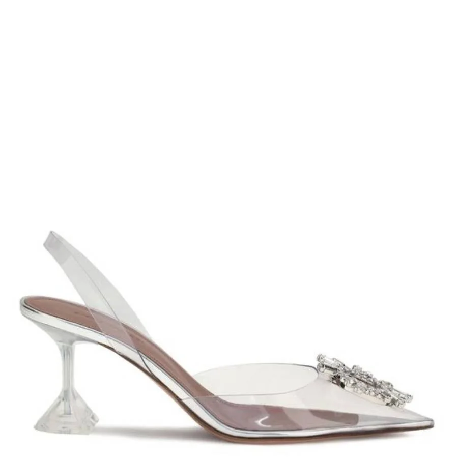 Amina Muaddi Begum 70 Glass Transparent Pvc Slingbacks - 1
