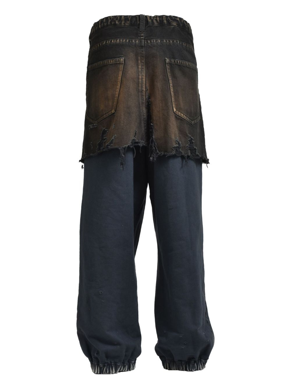 FRAYED DENIM-PANEL JEANS - 2