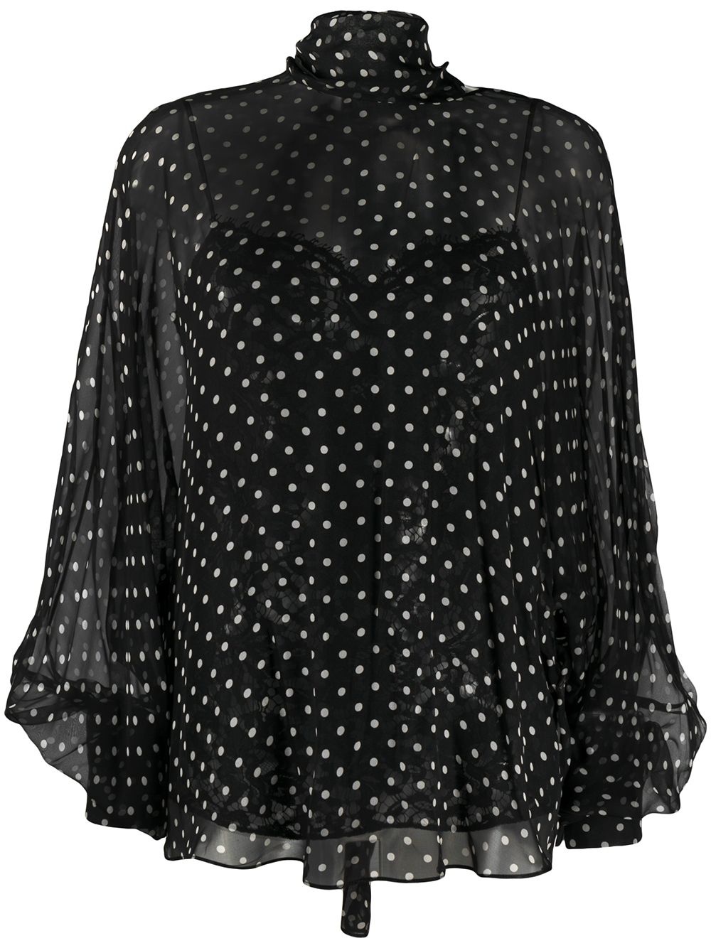 polka dot balloon sleeves blouse - 1