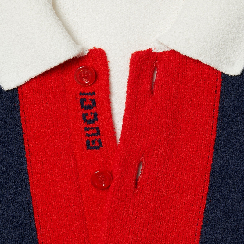 Cotton blend terry knit polo shirt 7