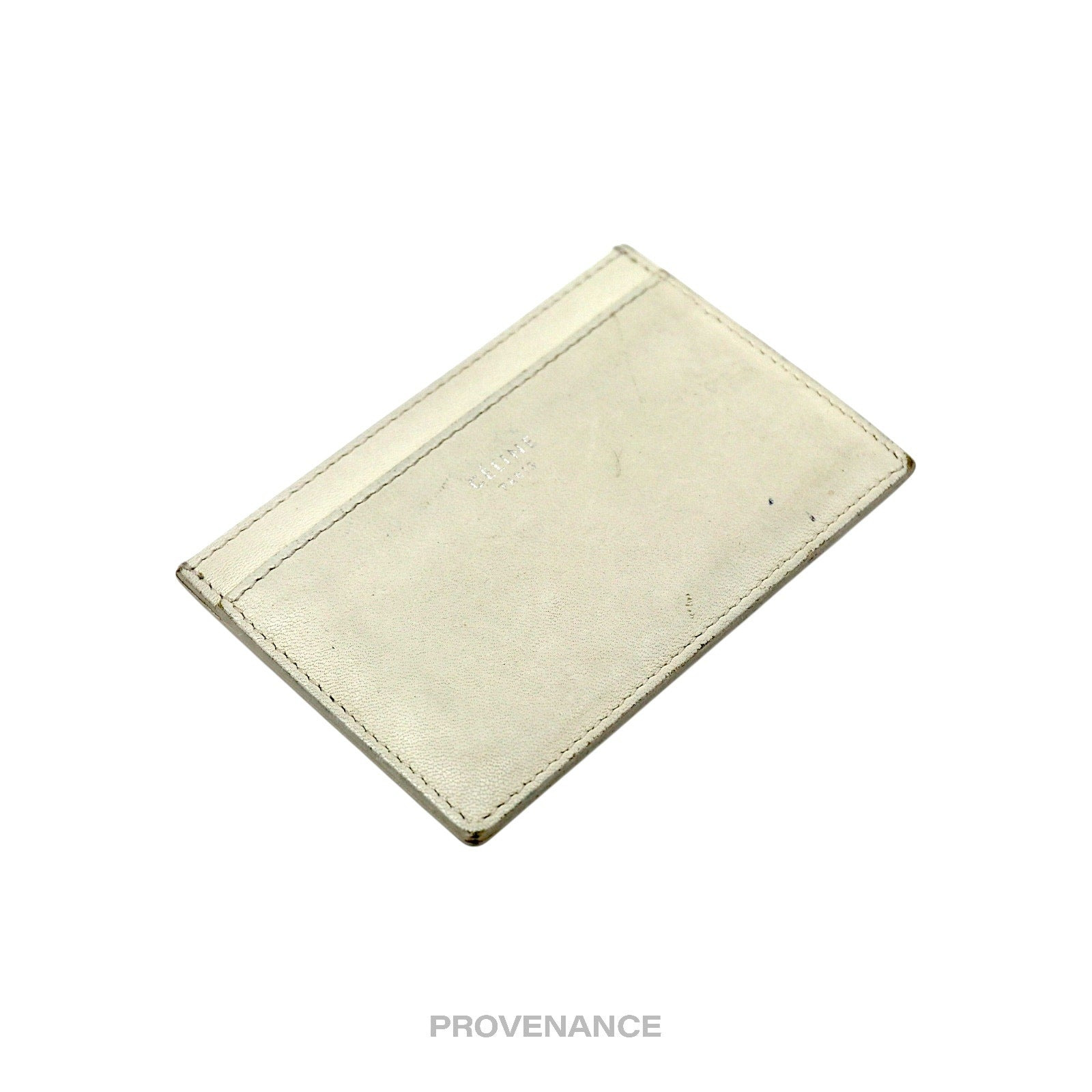 Celine Logo Card Holder Wallet - Two-Tone Cream Fuchsia - 4