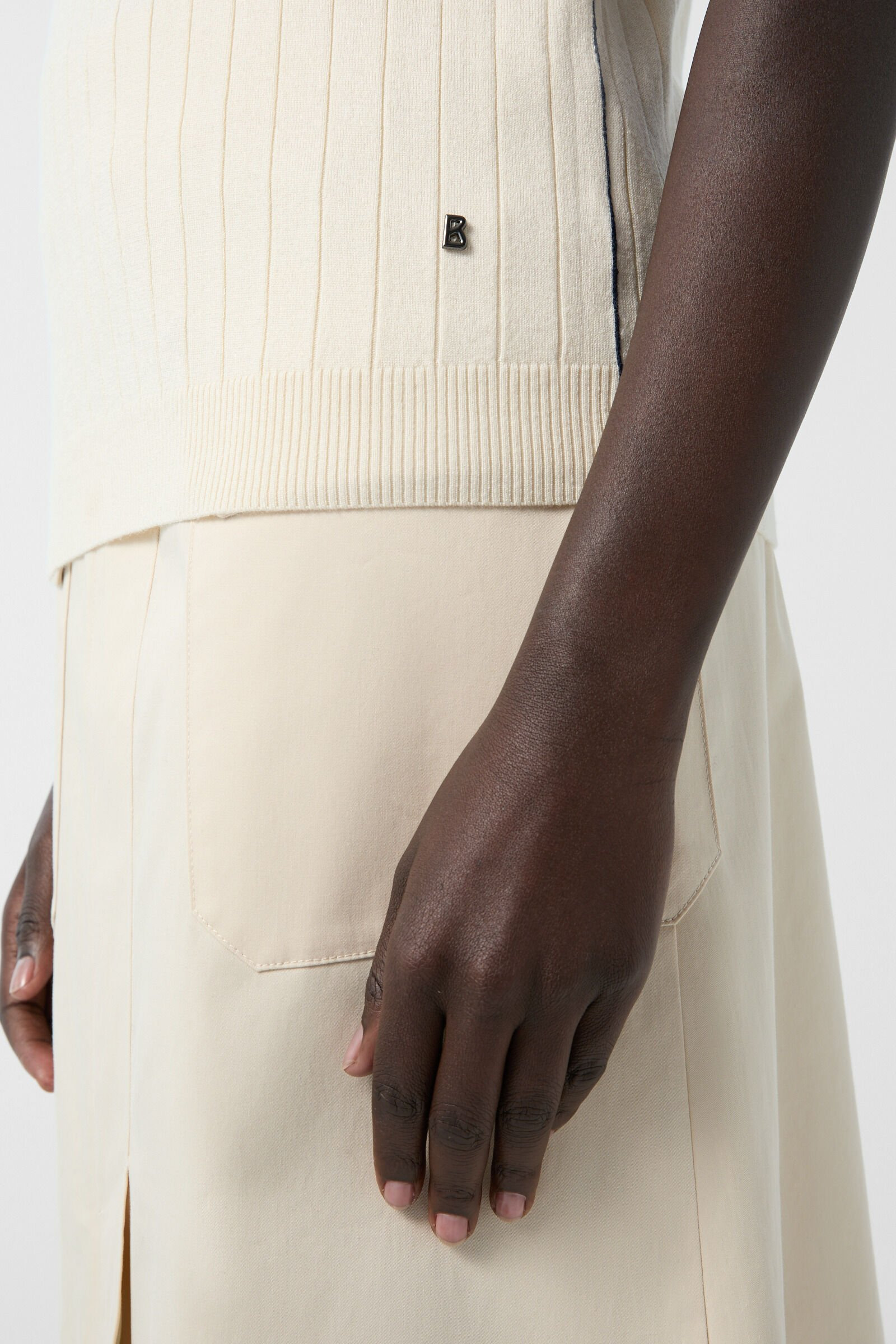 Knitted polo shirt June in Off-White - 5