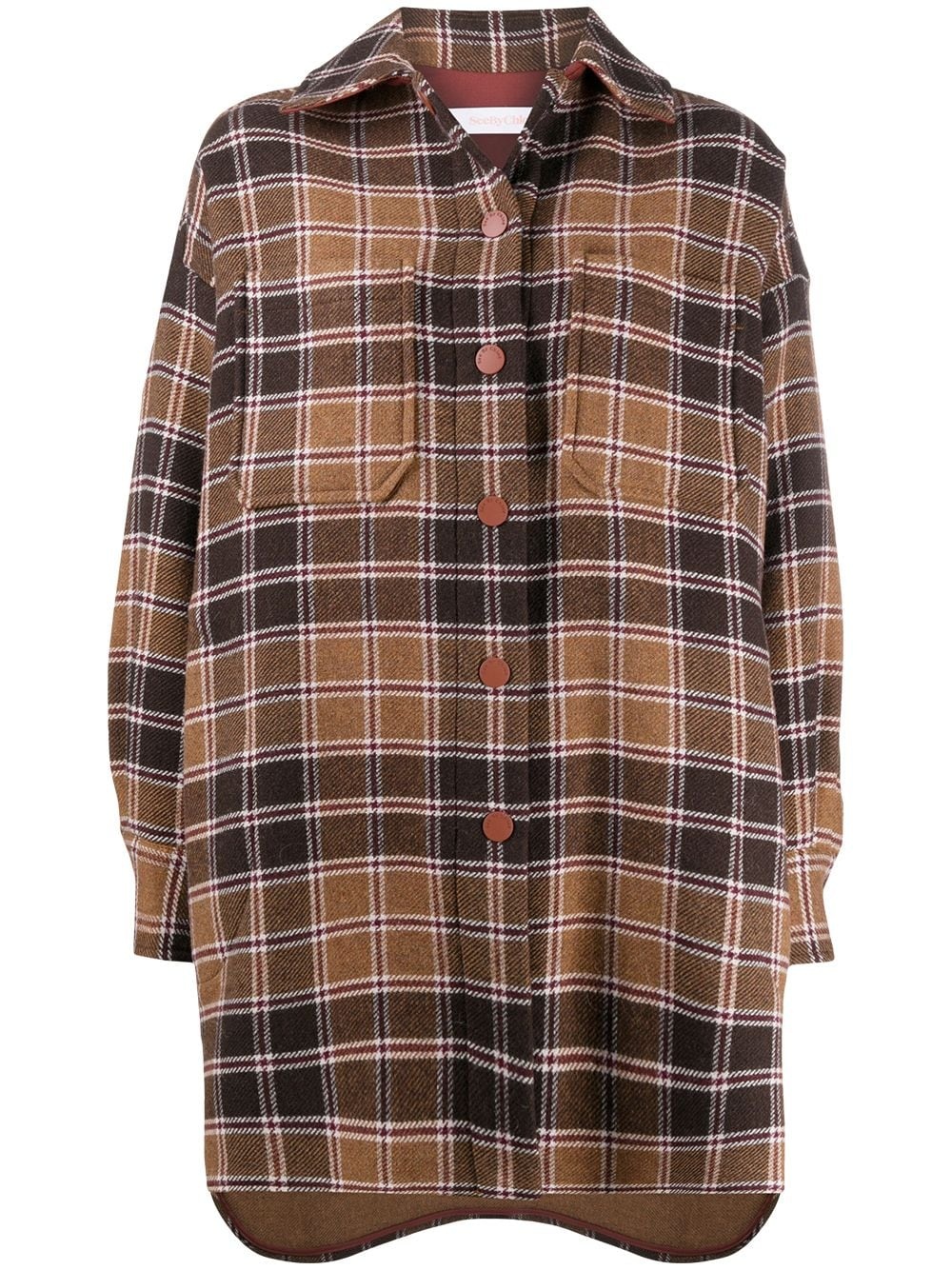 oversized checkered shirt coat - 1