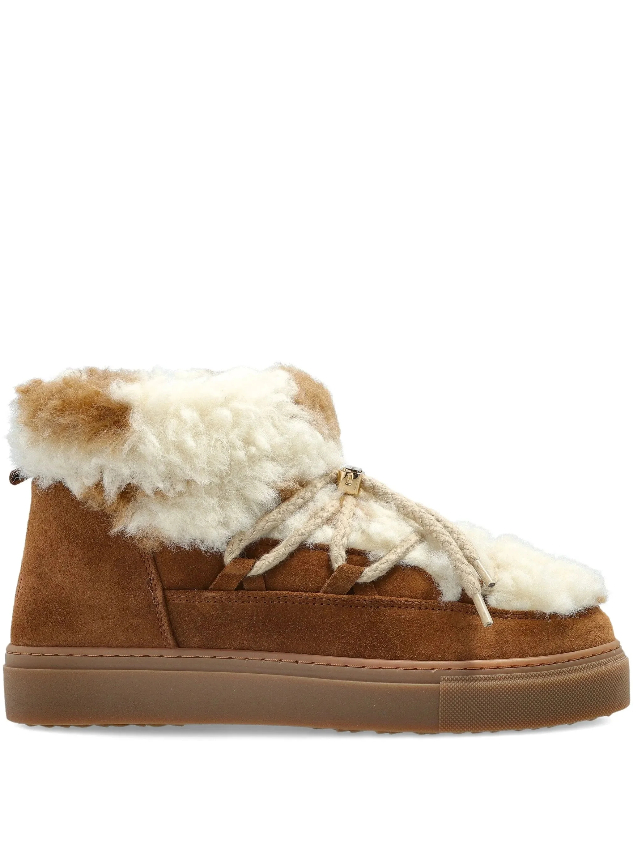 fur lace-up trainers - 1