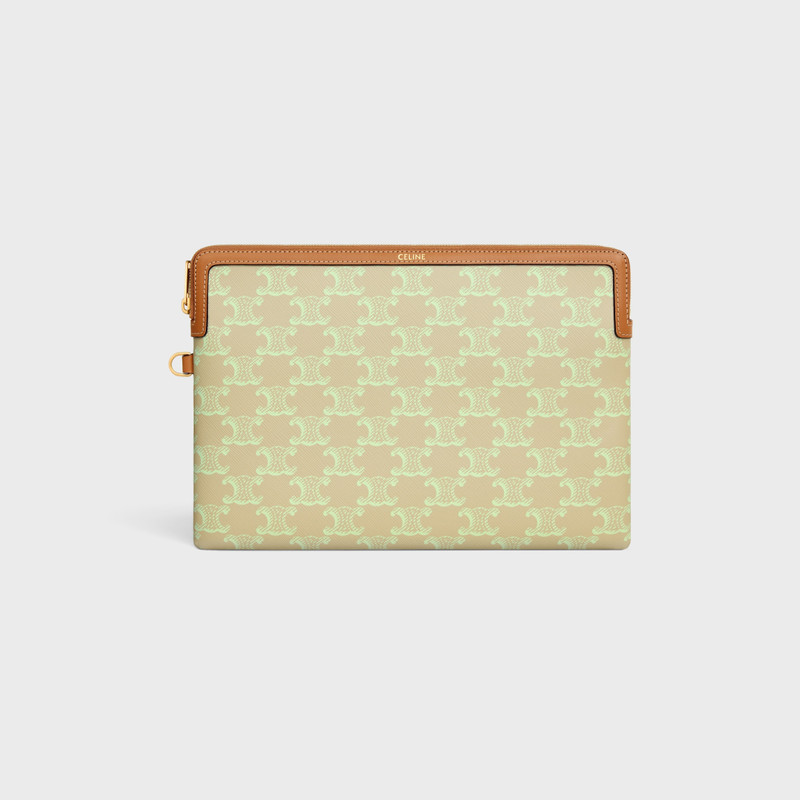 CELINE SMALL POUCH WITH STRAP CUIR TRIOMPHE IN TOILE TRIOMPHE ET VEAU outlook