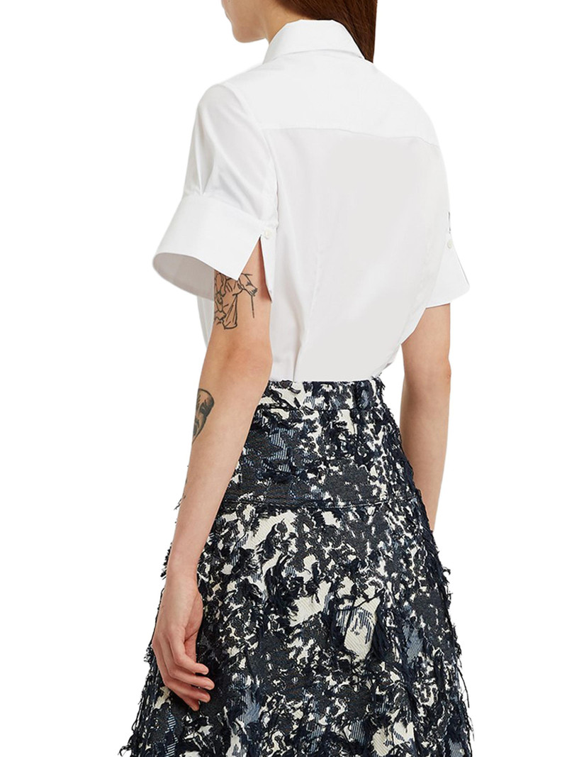 Women's Floral Appliqué Cotton Shirt - White 5