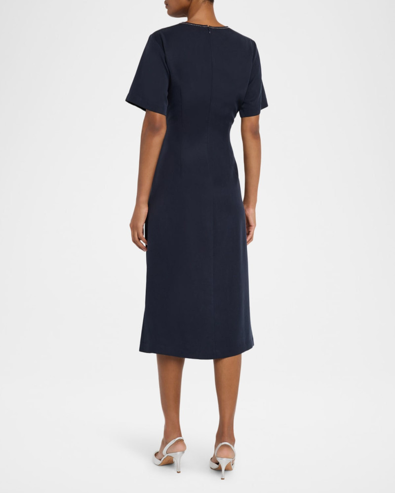 Ruched Punto Luce Viscose Midi Dress 3