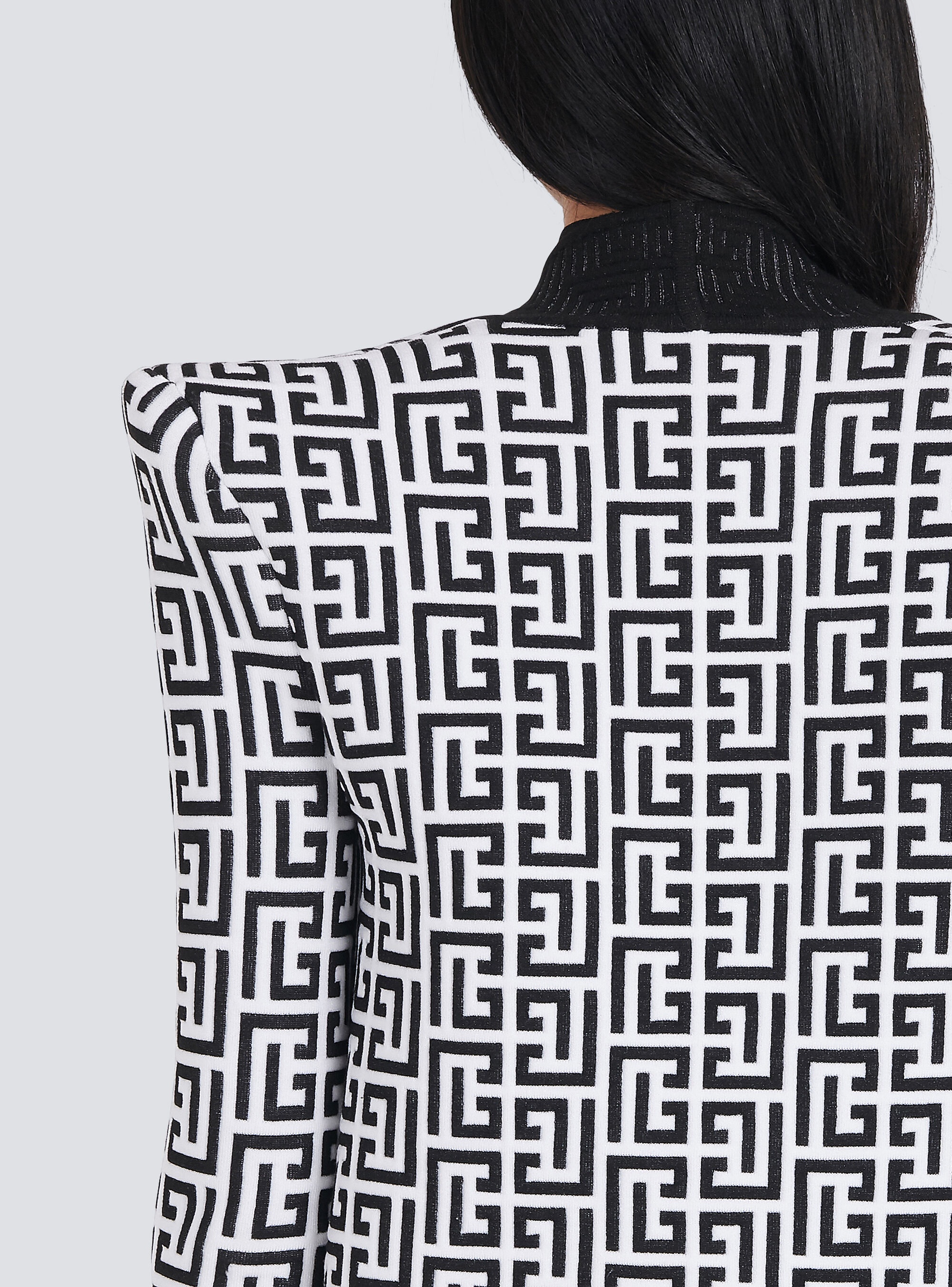 Knit jacket with Balmain monogram - 8