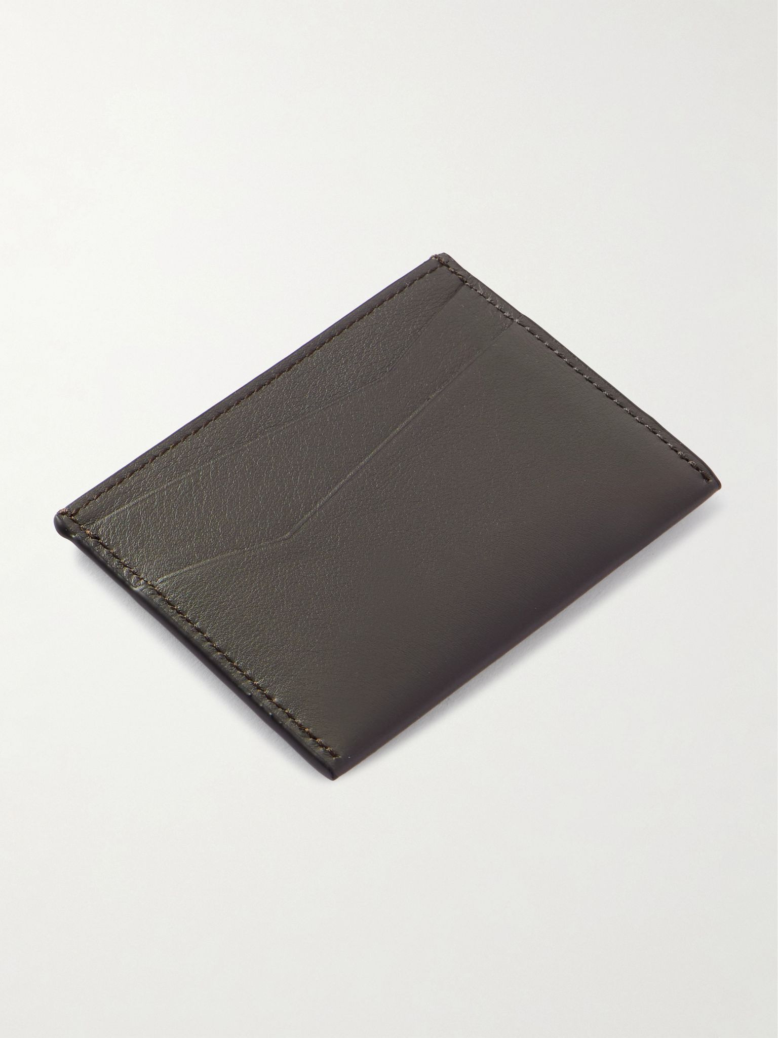Puzzle Logo-Debossed Leather Cardholder Gray - 2