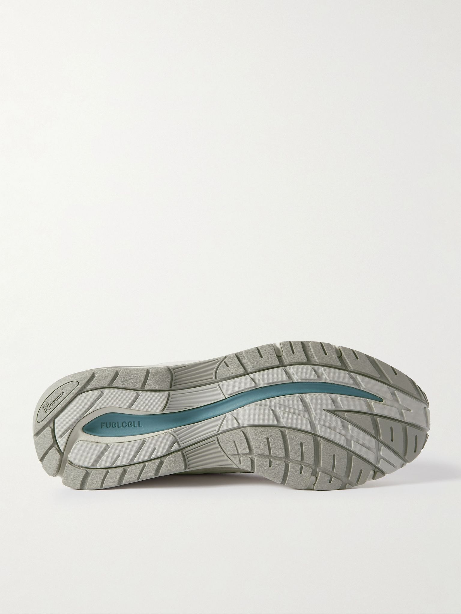 991v2 Logo-Embroidered Mesh and Faux Leather-Trimmed Suede Sneakers Gray - 3