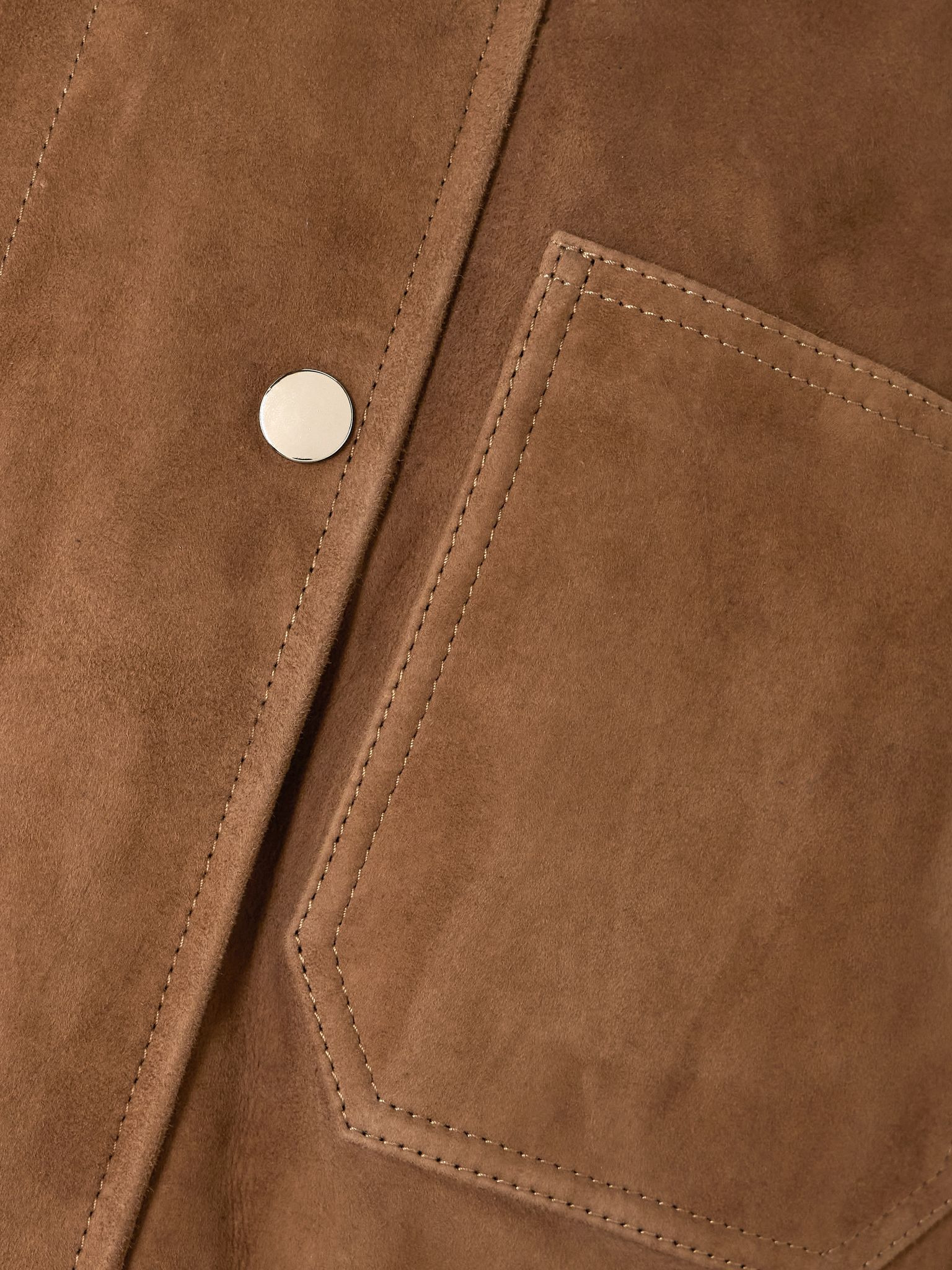 Barn leather-trimmed suede jacket Tan - 6