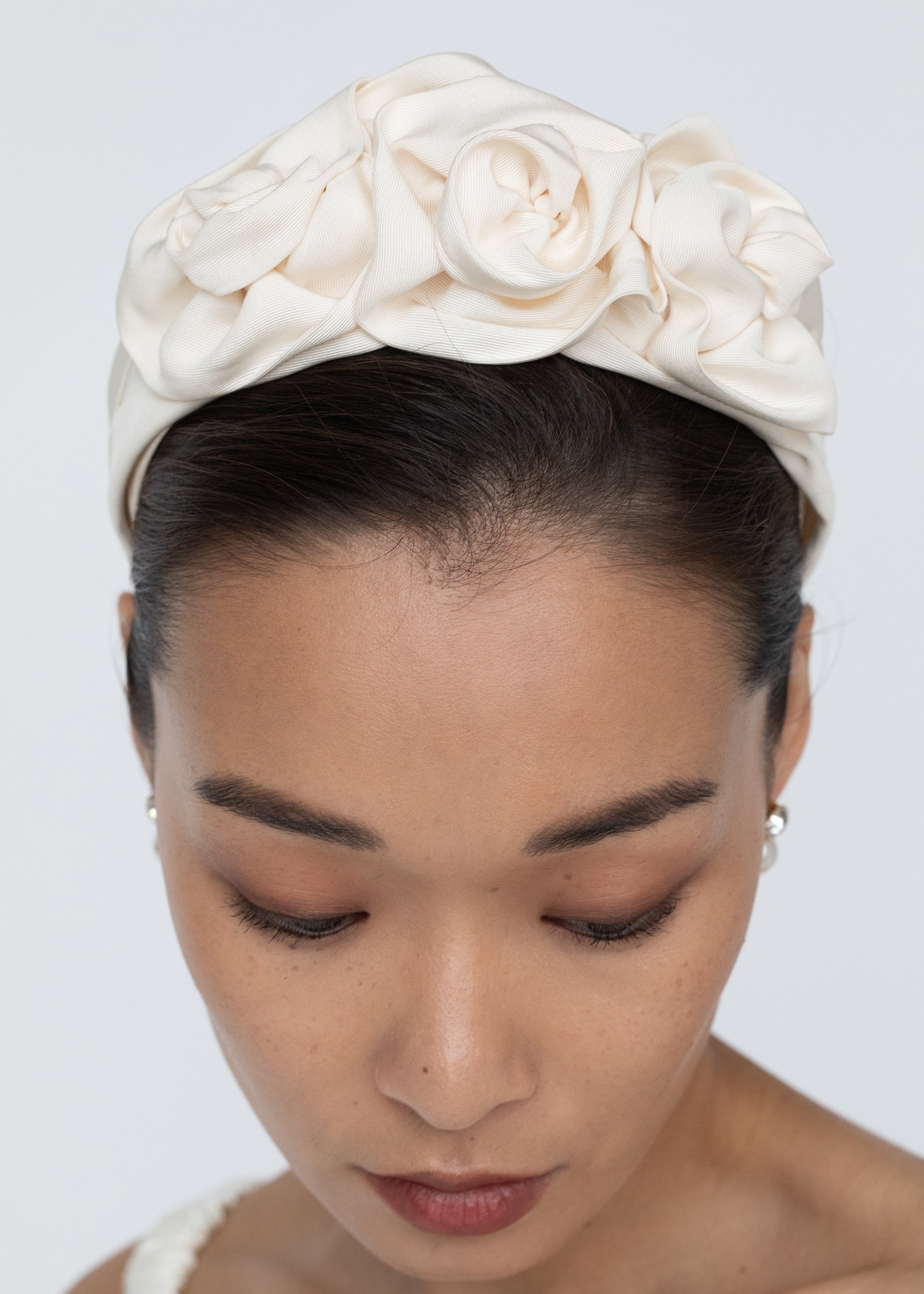 Triple Rosette Headband in Silk Faille - 3