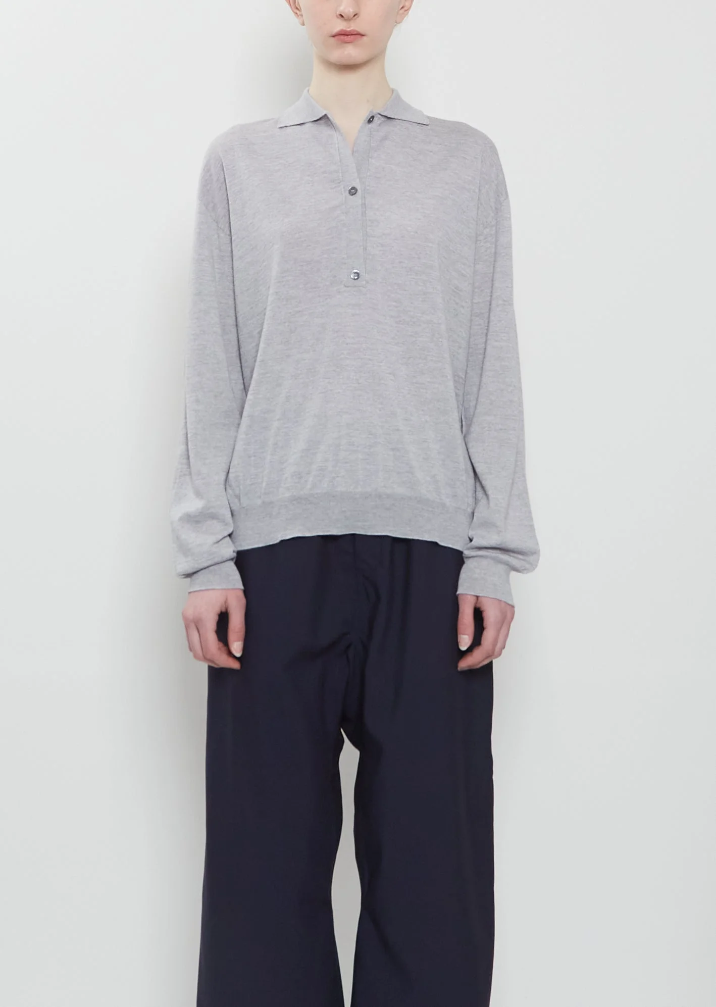 Morse Wool Polo Sweater — Silver - 1