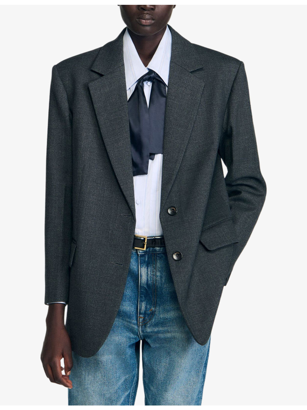 Single-Breasted Side-Pocket Woven Blazer - 3